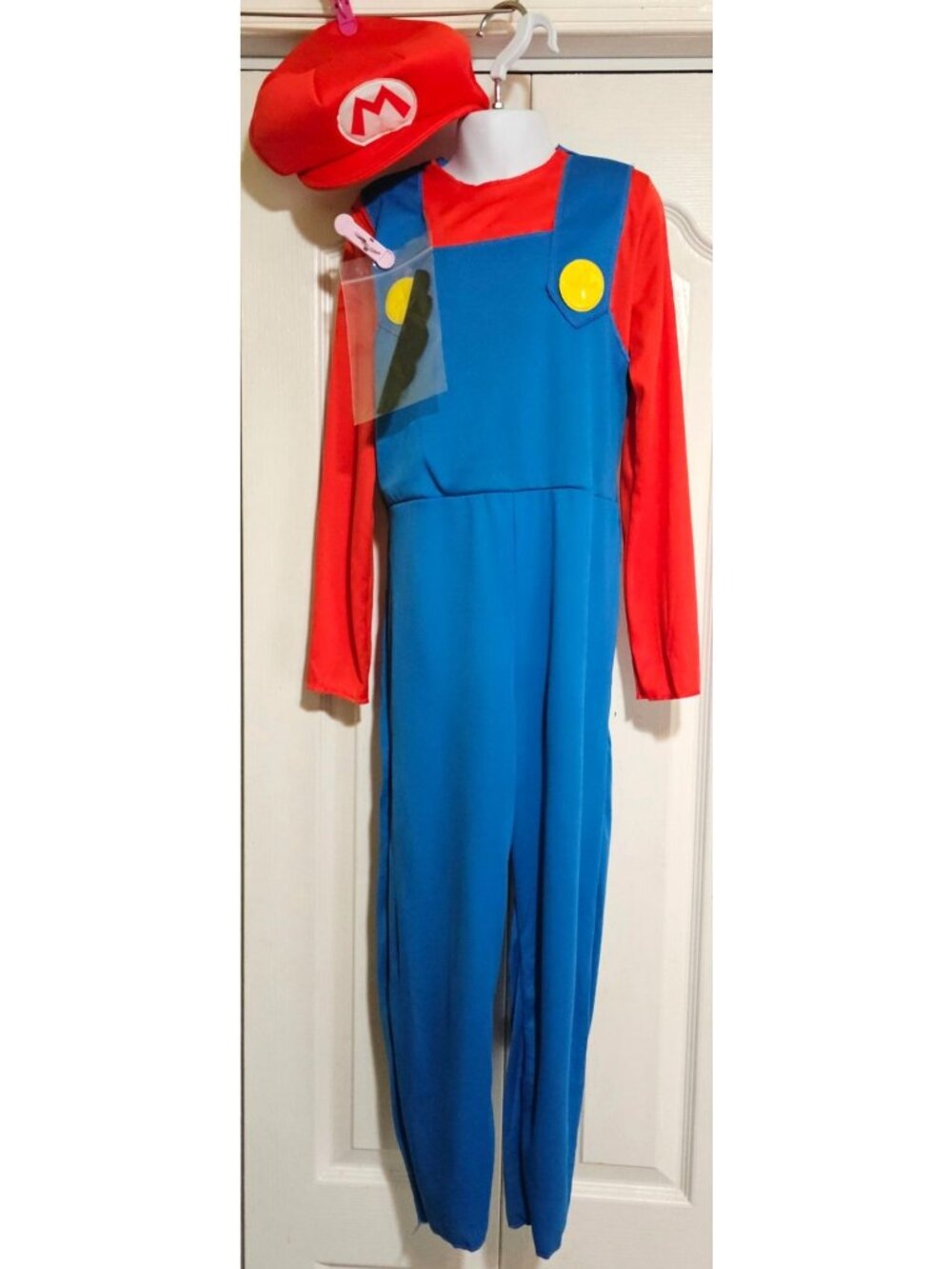 Super Mario Costume Kids 10-12 Hat Mustache Halloween Nintendo Disguise Boy Game